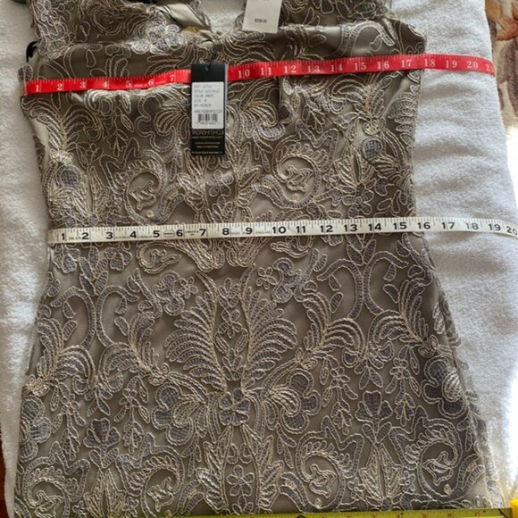 Tadashi Shoji smokepearl Corded Embroidery on Tulle Cap Sleeve Dress - Picture 3 of 8